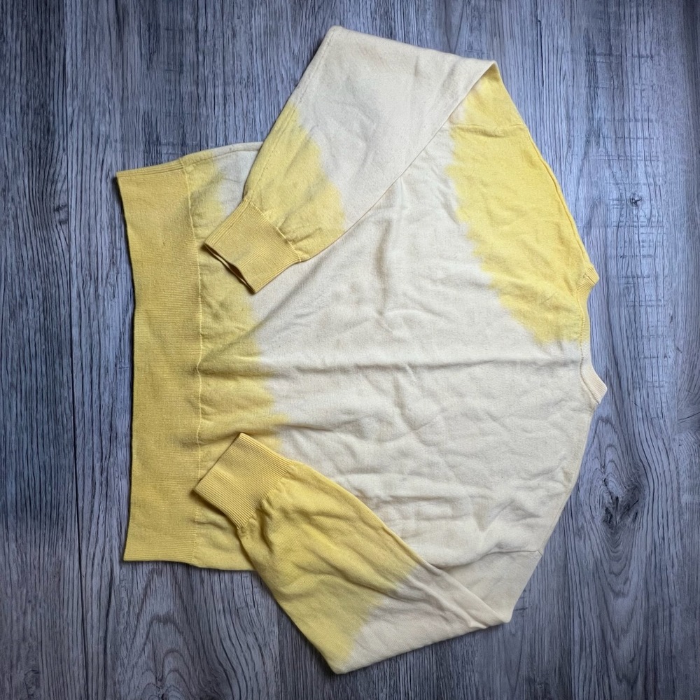 The Kooples Sweater Women 0 Yellow Dip Dye Wool Crewneck Oversized Pullover AF85 - Picture 5 of 9